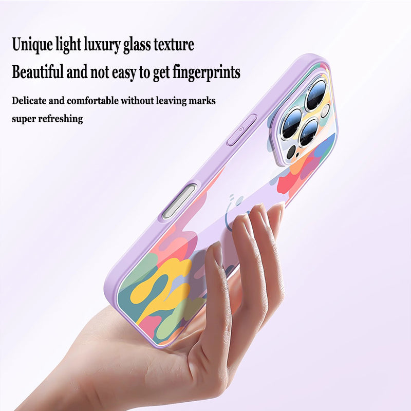 Cute Smiley Liquid Glass Magnetic Holder Phone Case For iPhone