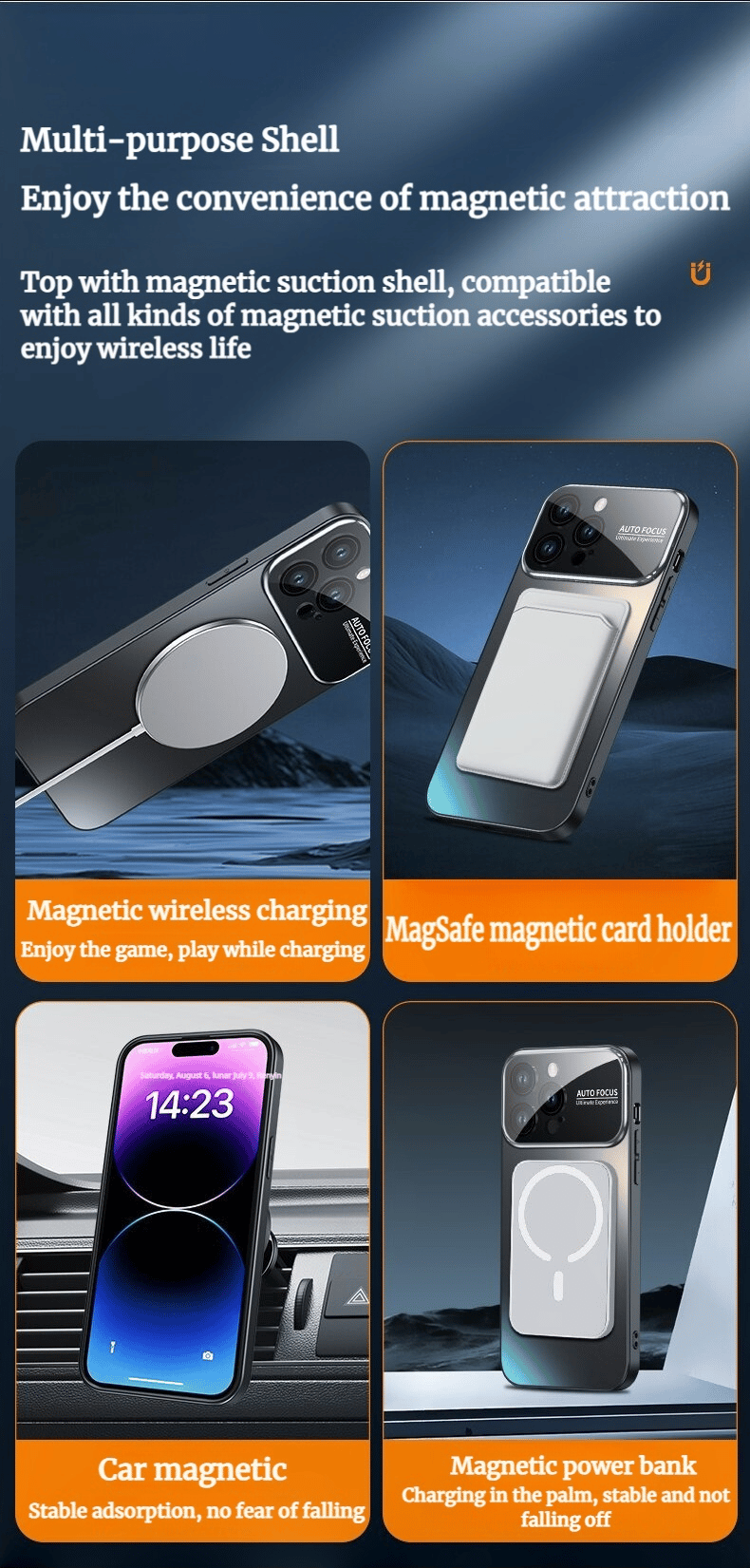 AG frosted glass large window missing label magnetic shell is suitable for Apple 16/15/14/13 series
