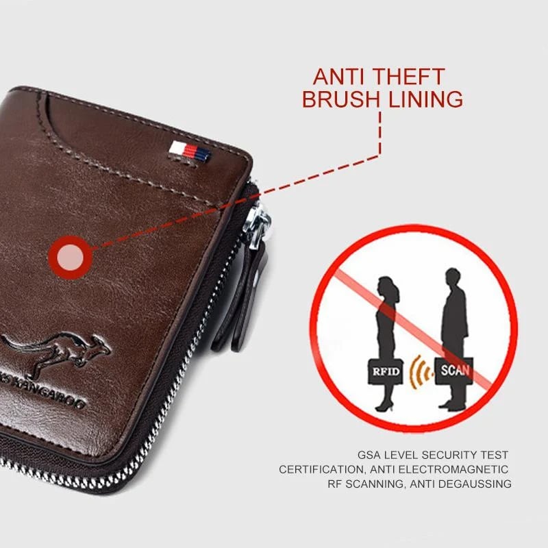 š„ BIG SALEš„š„Men Wallet Zipper Genuine Leather Purse ( RFID PROTECTED )