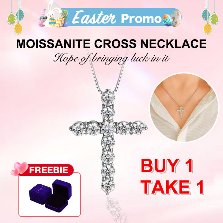 Easter promo - GRA certification-Buy 1 Take 1-Moissanite Inlaid Silver Cross Necklace-Necklace adjustable Size