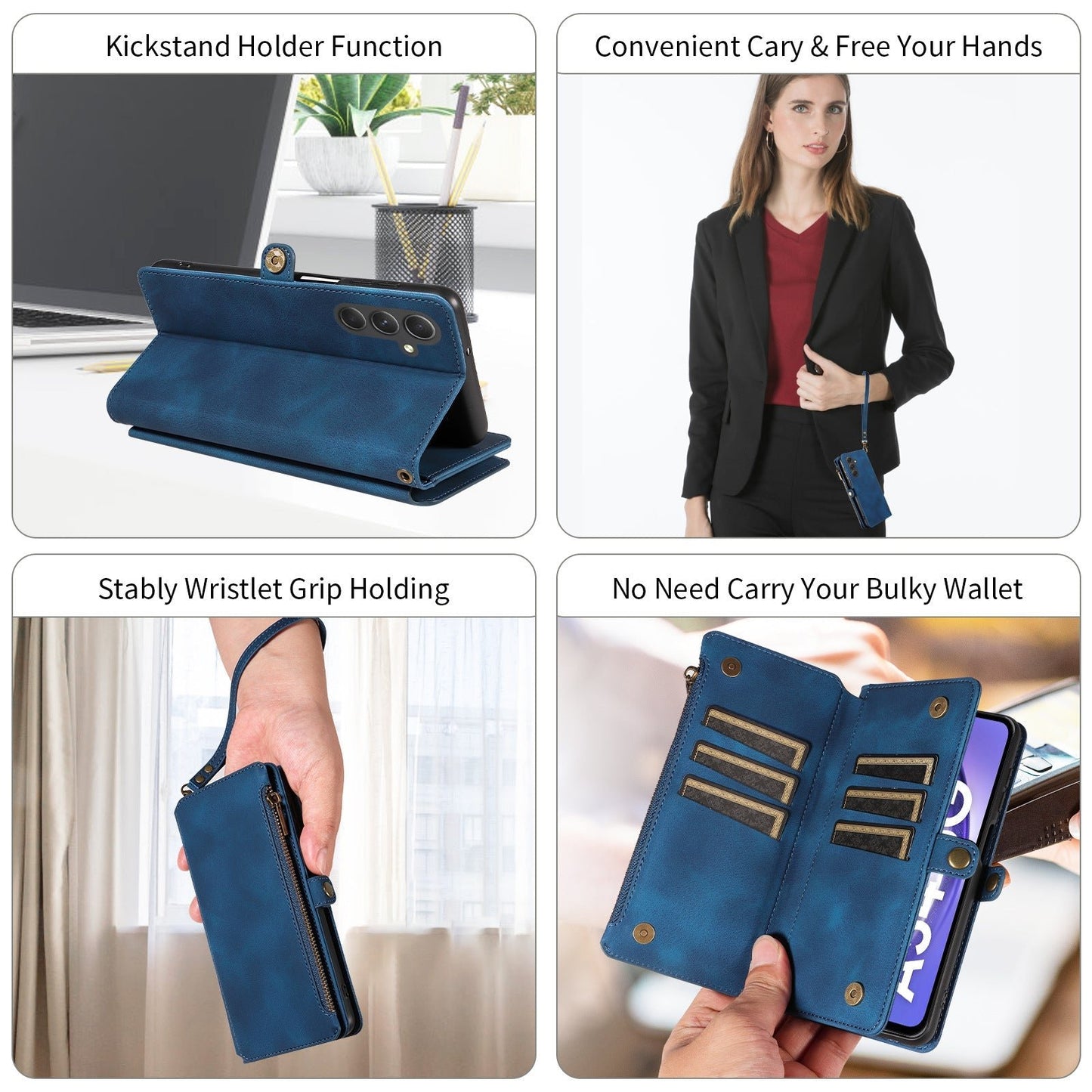 Vintage Wallet Zipper Card Insert Leather Case For Samsung A16