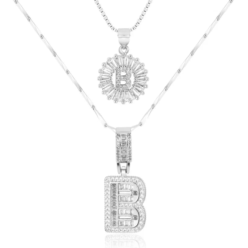 2 Pack - Initial Letter Pendant Necklaces