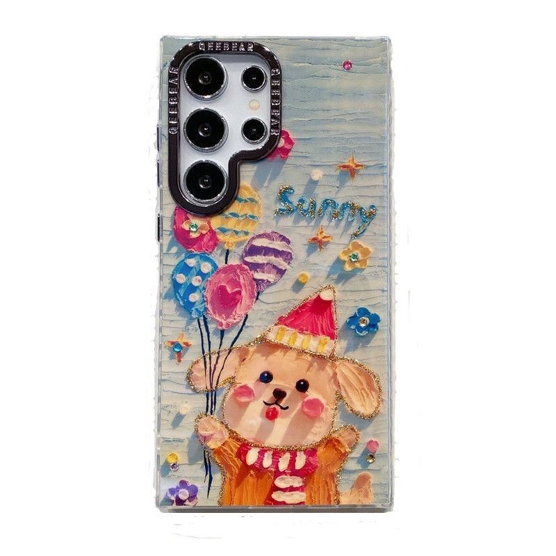 Cartoon Animal Blue Light Diamond Dripping Glue Protective Case