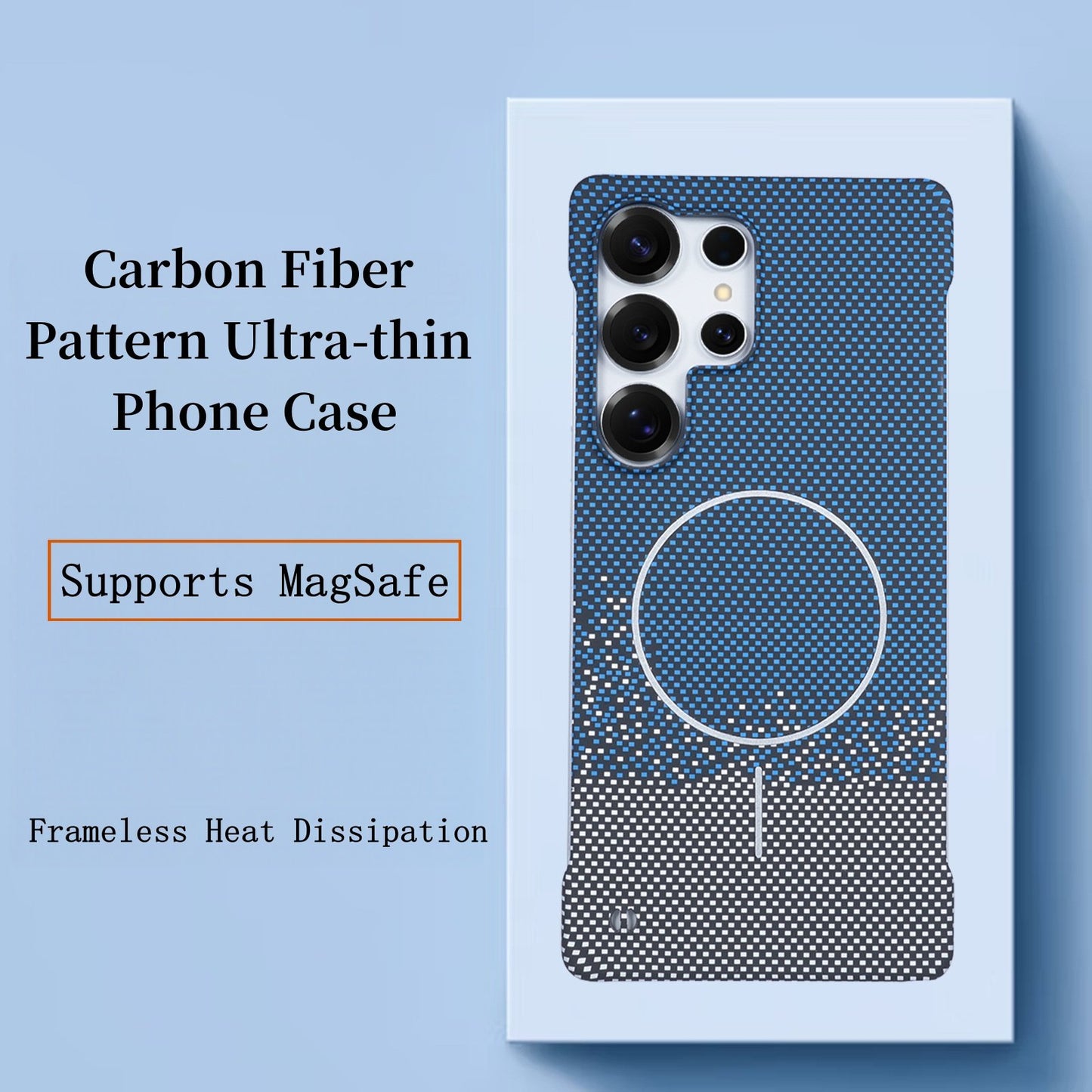 Ultra-Slim Carbon Fiber Texture MagSafe Case – Frameless & Washable Design