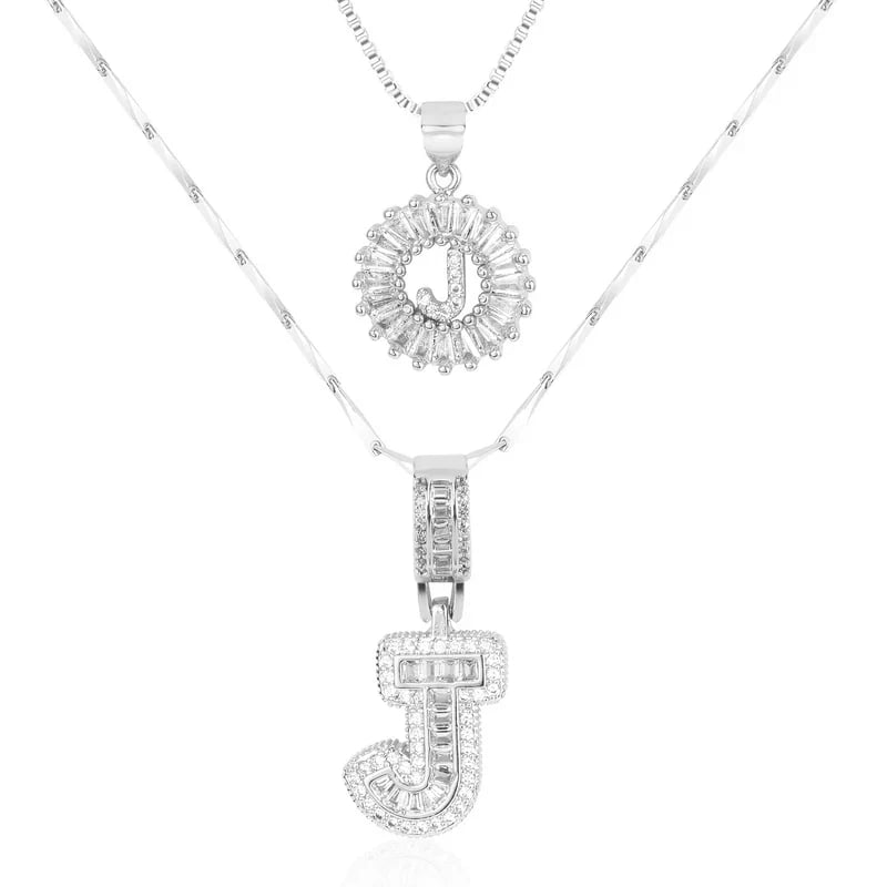 2 Pack - Initial Letter Pendant Necklaces