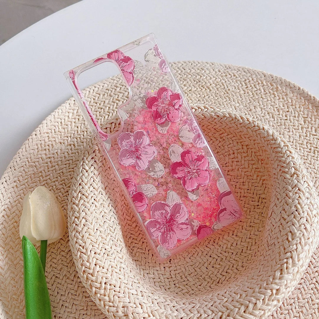 šFluorescent Quicksand Oil Painting Flowers Phone Case For Samsung