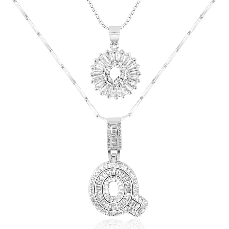 2 Pack - Initial Letter Pendant Necklaces