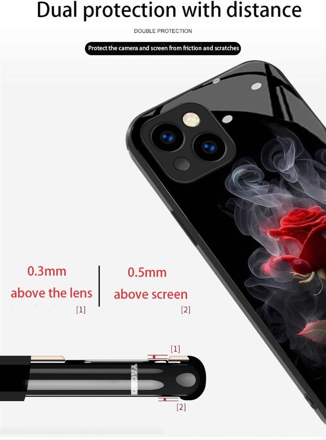 New Smoked red Rose Tempered Glass Suitable for iPhone