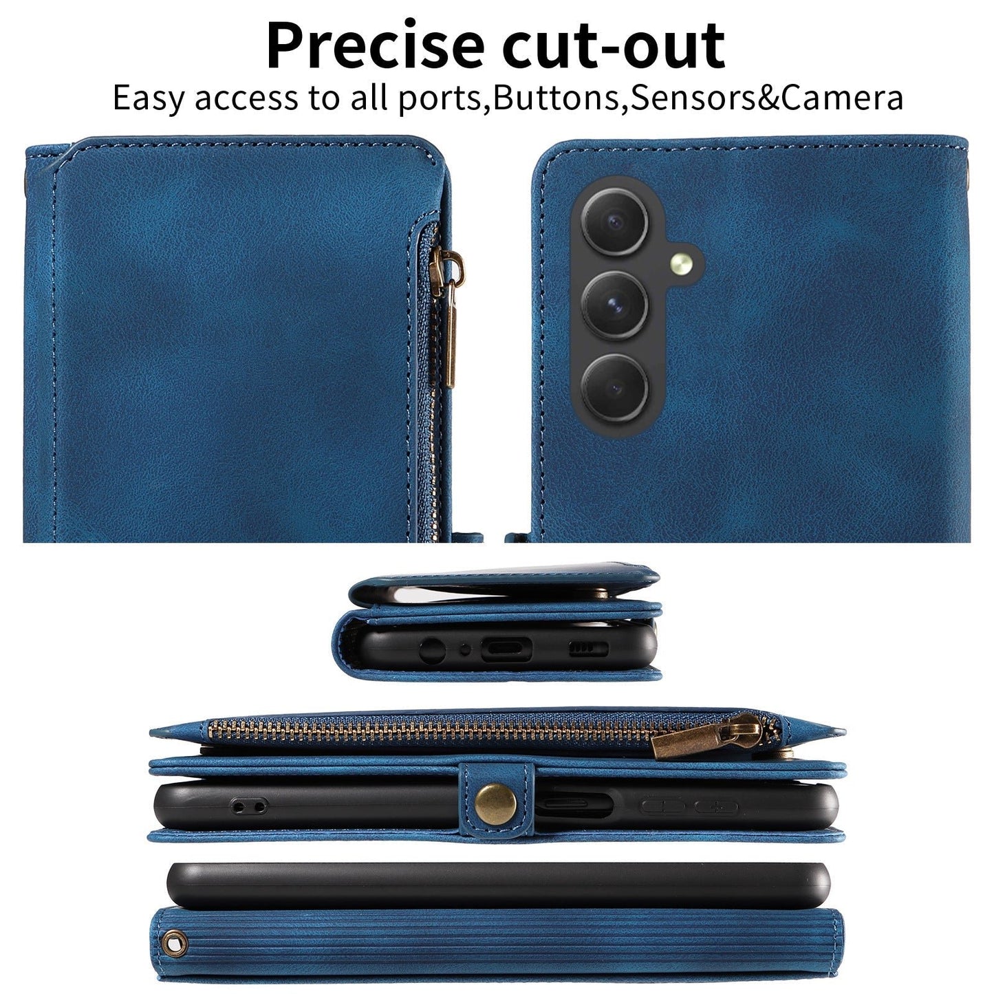 Vintage Wallet Zipper Card Insert Leather Case For Samsung A16