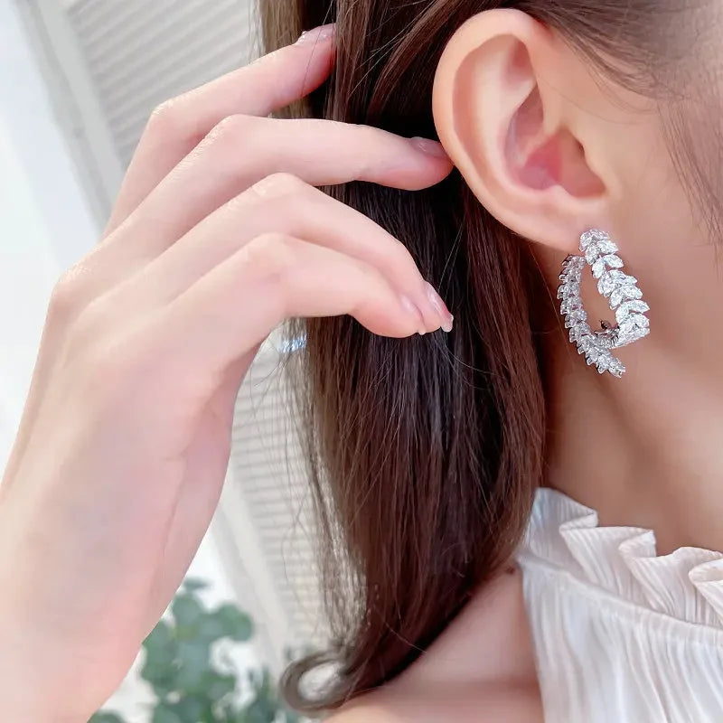 💐Mother's Day Pre-sale💝14K Gold-Plated Exquisite Crystal Heart Wheat Earrings