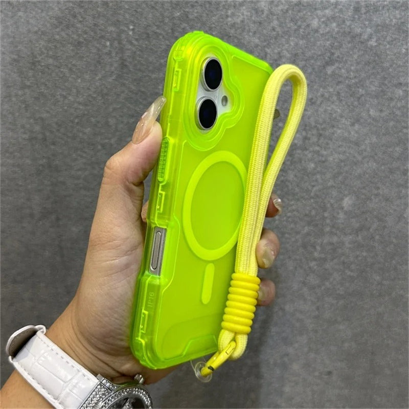 Magsafe Colourful Wrist Strap Lanyard Matte Case For iPhone