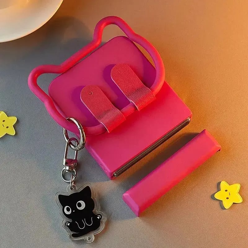 Cartoon Portable Cat Phone Case for Galaxy Z Flip6/Flip5/Flip4/Flip3