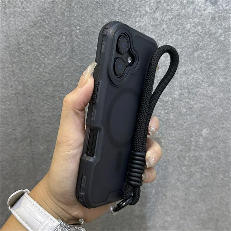 Magsafe Colourful Wrist Strap Lanyard Matte Case For iPhone