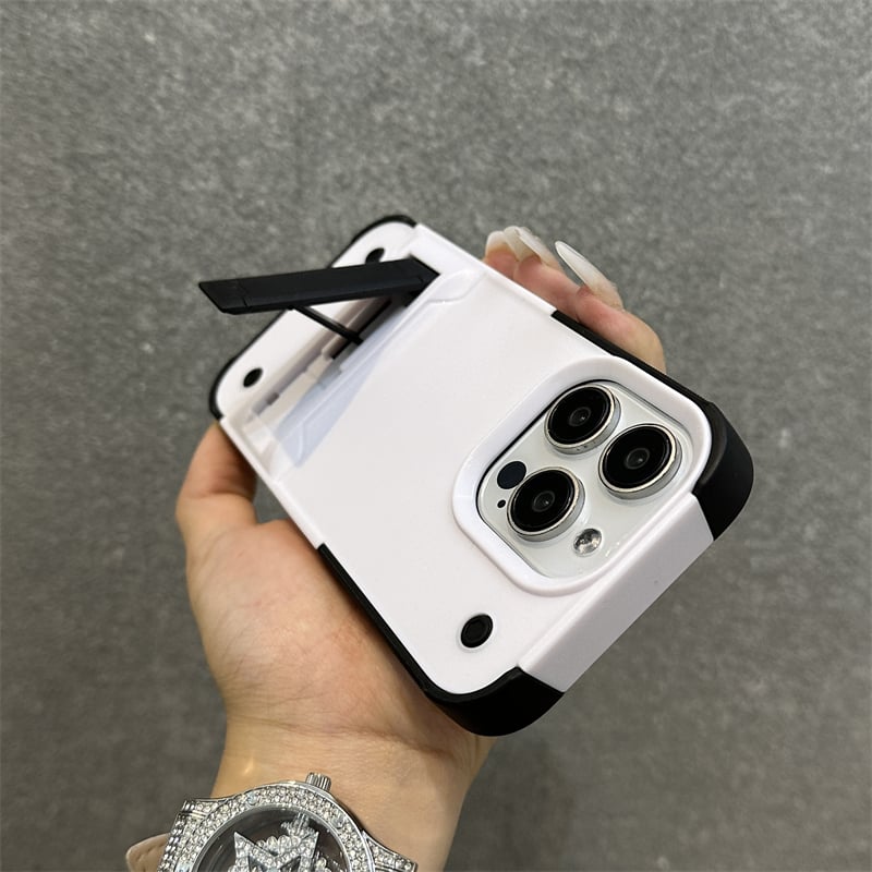 Premium Solid Color Phone Case with Built-in Stand, Enhanced Drop Protection & Raised Edges for Camera and Screen
