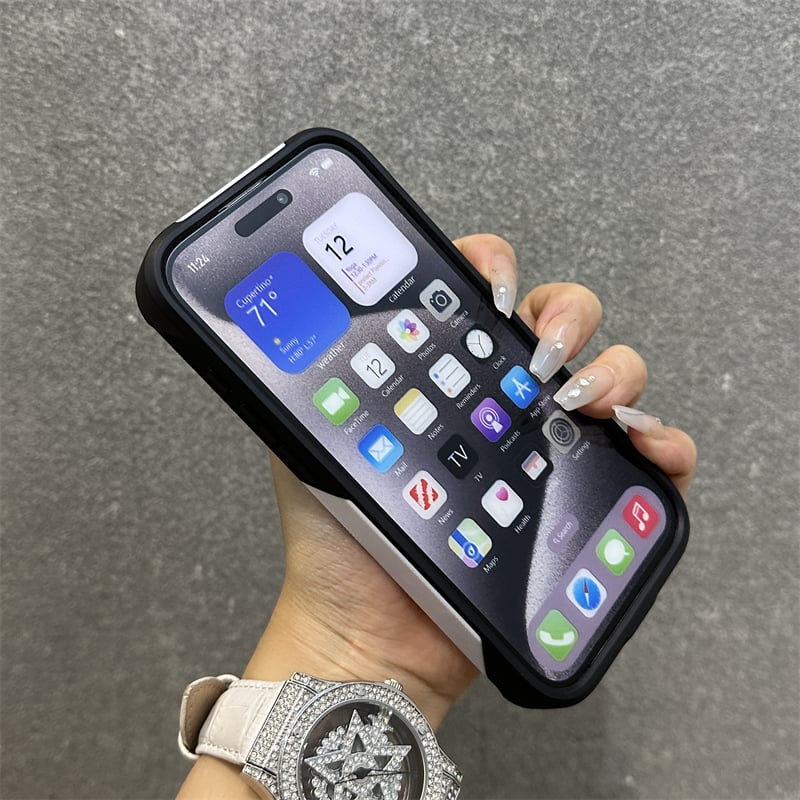 Premium Solid Color Phone Case with Built-in Stand, Enhanced Drop Protection & Raised Edges for Camera and Screen