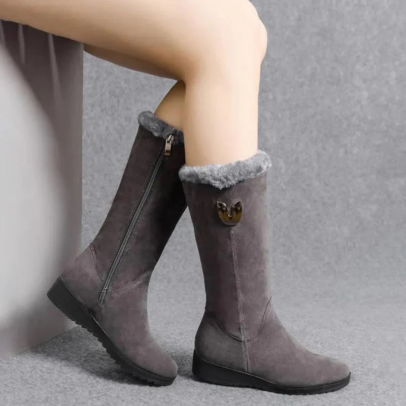 Women's Black Suede Winter Boots