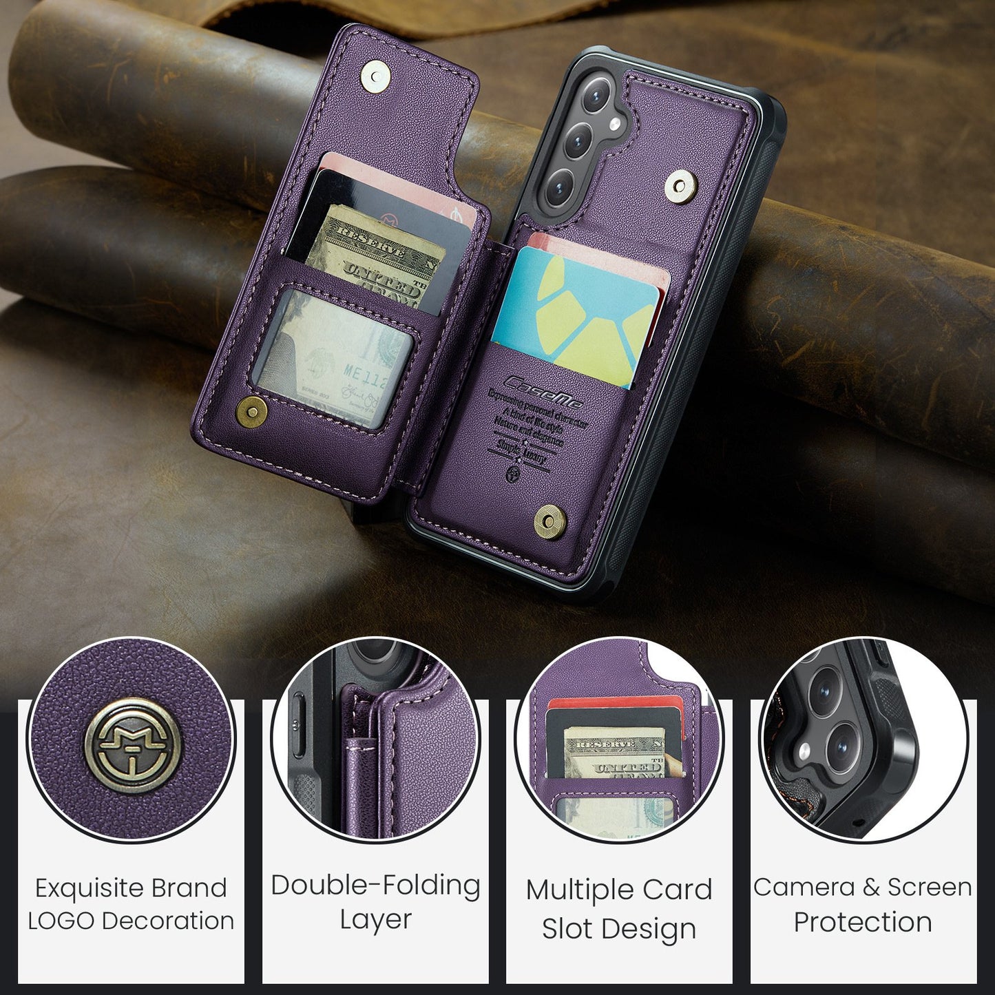 Multifunctional Anti-theft Brush Business Leather Case For Samsung A16
