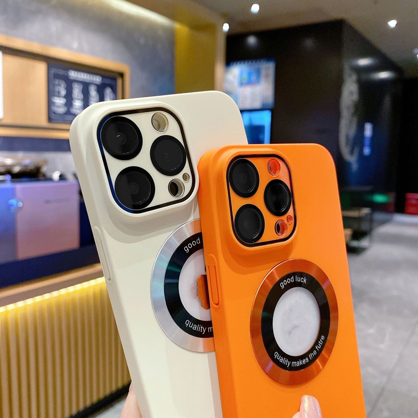 Metallic-Style PC Phone Case | Dust-Proof Mesh | MagSafe Compatible | Built-in Camera Lens Film Protection