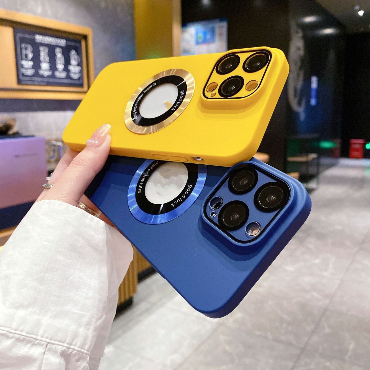 Metallic-Style PC Phone Case | Dust-Proof Mesh | MagSafe Compatible | Built-in Camera Lens Film Protection