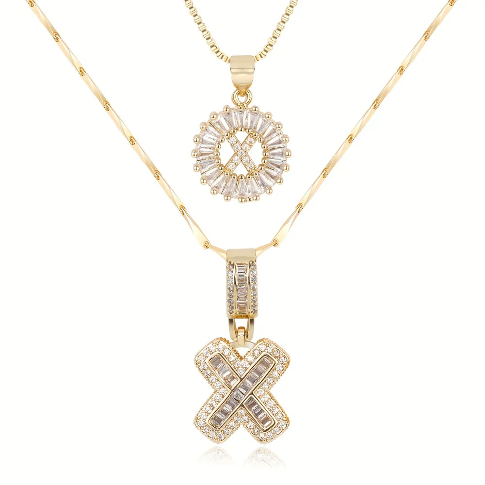 2 Pack - Initial Letter Pendant Necklaces