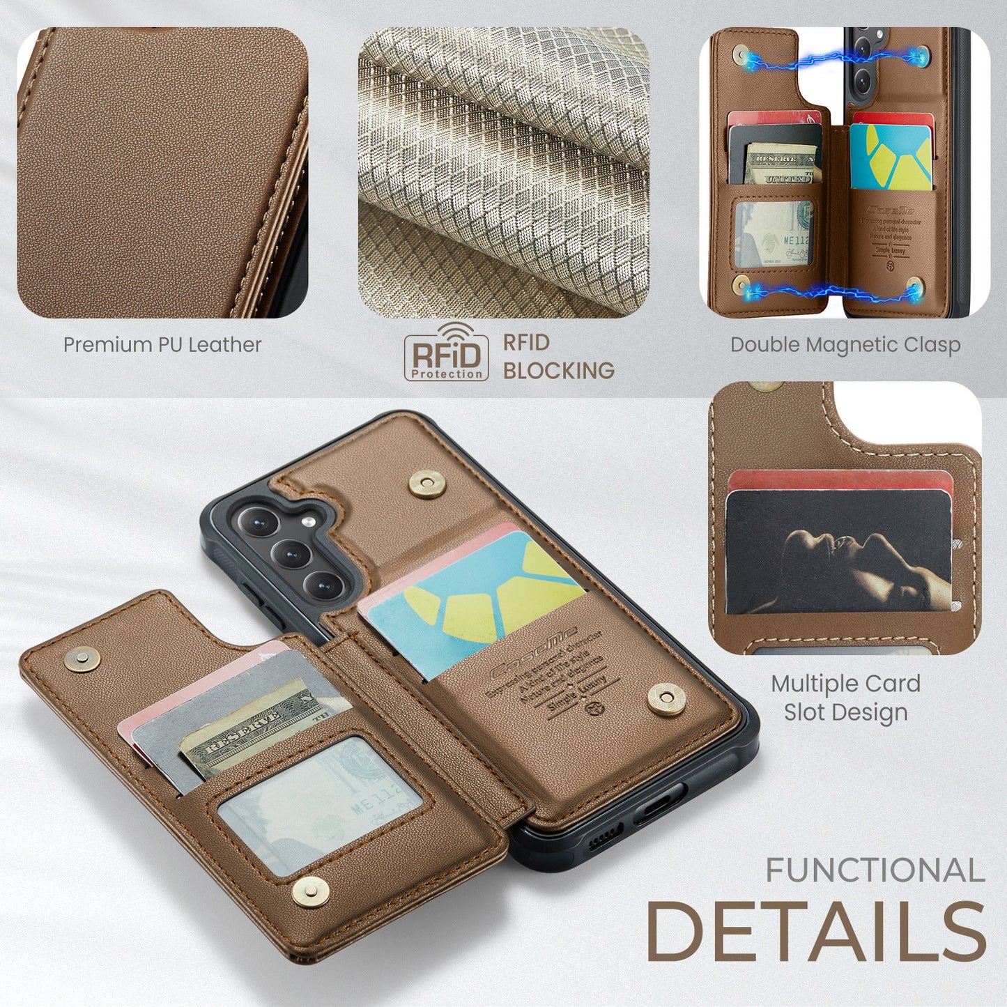 Multifunctional Anti-theft Brush Business Leather Case For Samsung A16