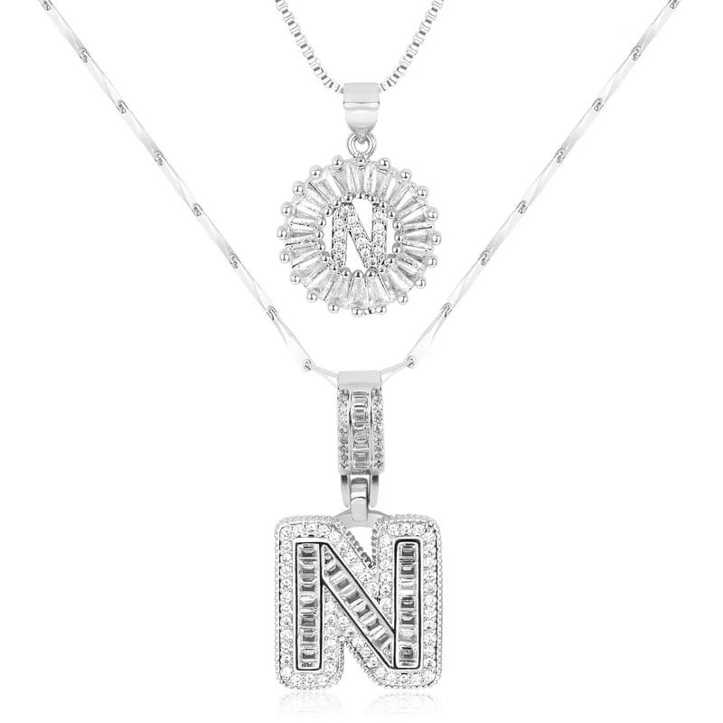 2 Pack - Initial Letter Pendant Necklaces