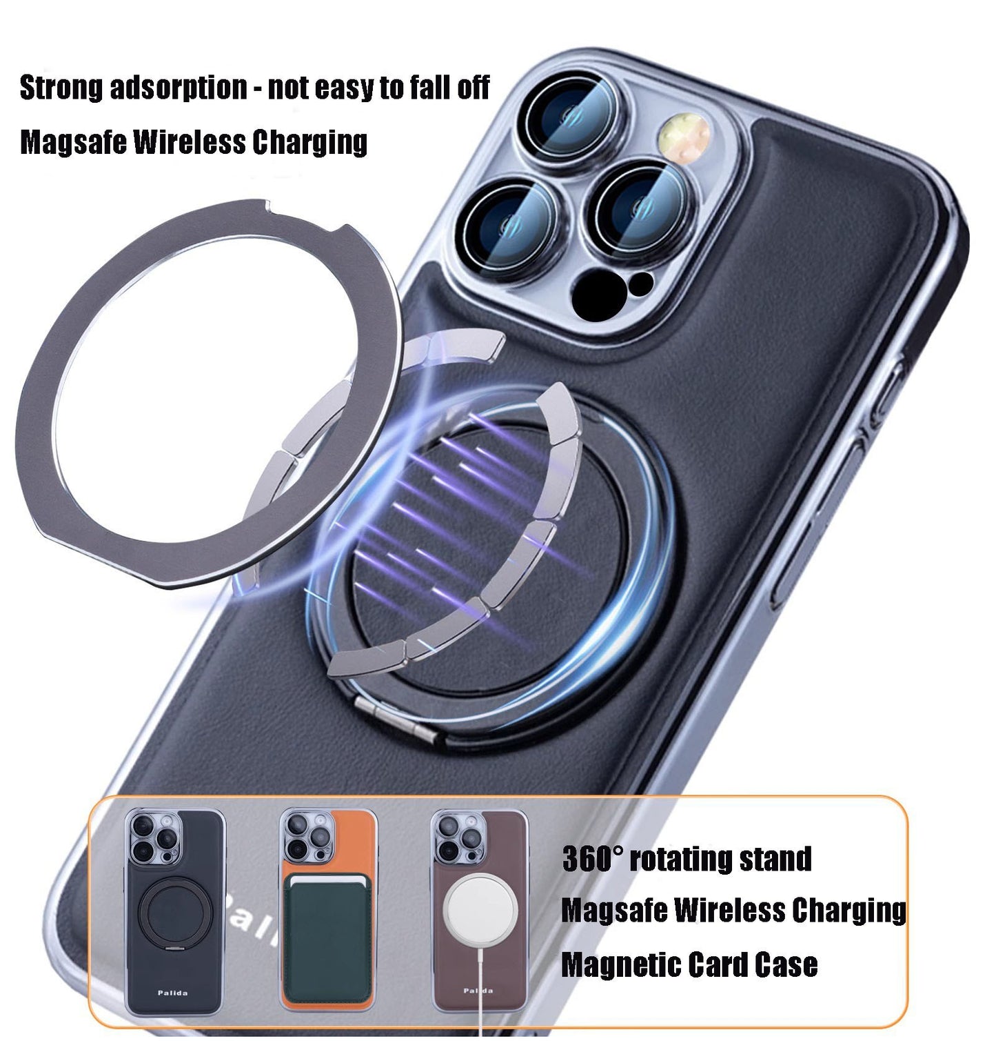 VERSATILEYUS TM  Magnetic rotating stand plating  fall protection case For IPhone16 15 14 13 Pro max Plus