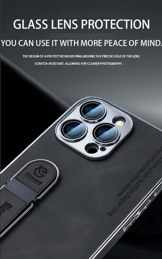Plain leather ring holder mobile phone case suitable for Apple series