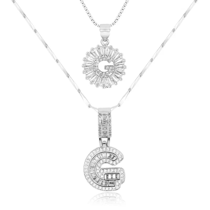 2 Pack - Initial Letter Pendant Necklaces