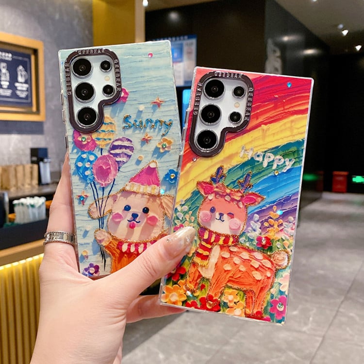 Cartoon Animal Blue Light Diamond Dripping Glue Protective Case