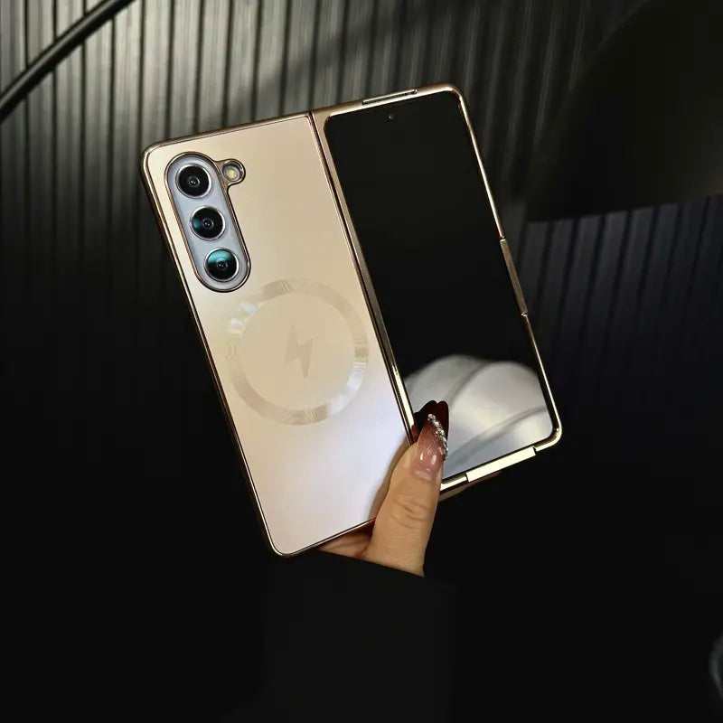 Electroplating Frosted Magnetic Closure Case for Samsung Fold Series
