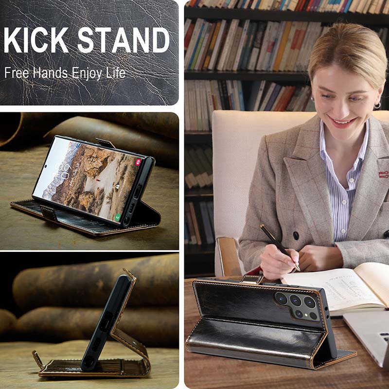 Luxury Flip Leather Phone Case for Galaxy S24FE