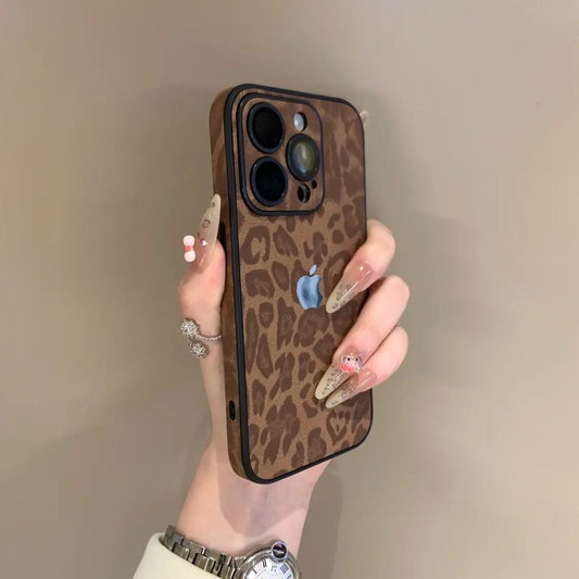 Leopard Skin Phone Case With Lens Film