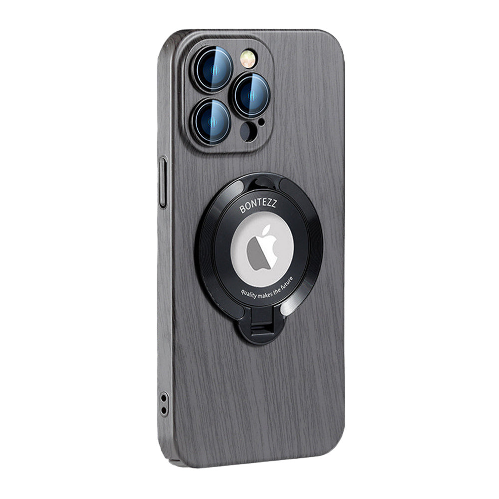 Peach Wood Grain Magnetic Bracket Phone Case