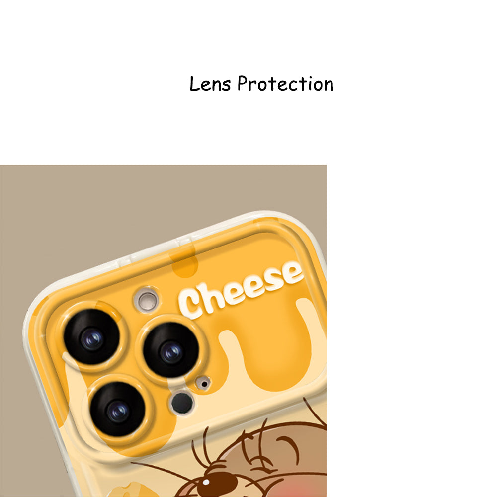 Mickey Mouse Cute Cheese Pendant Phone Case With Flip Mirror