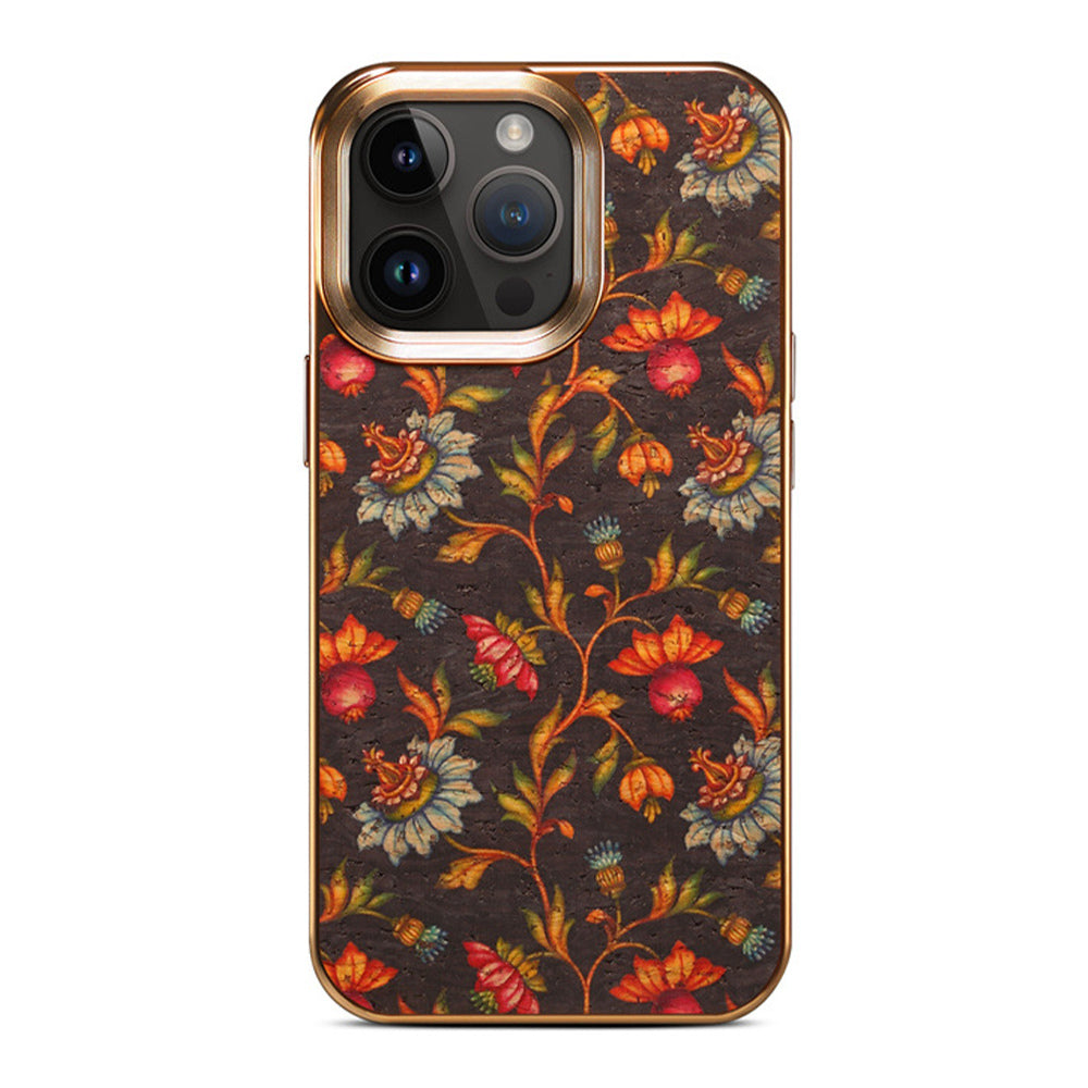 Electroplated Retro Floral Leather phone case