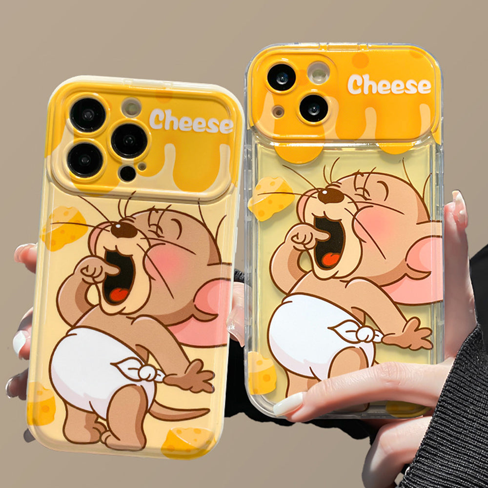 Mickey Mouse Cute Cheese Pendant Phone Case With Flip Mirror