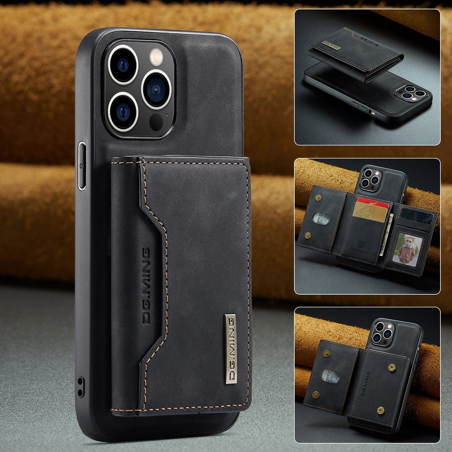 2 in 1 Detachable Leather Wallet Case For iPhone
