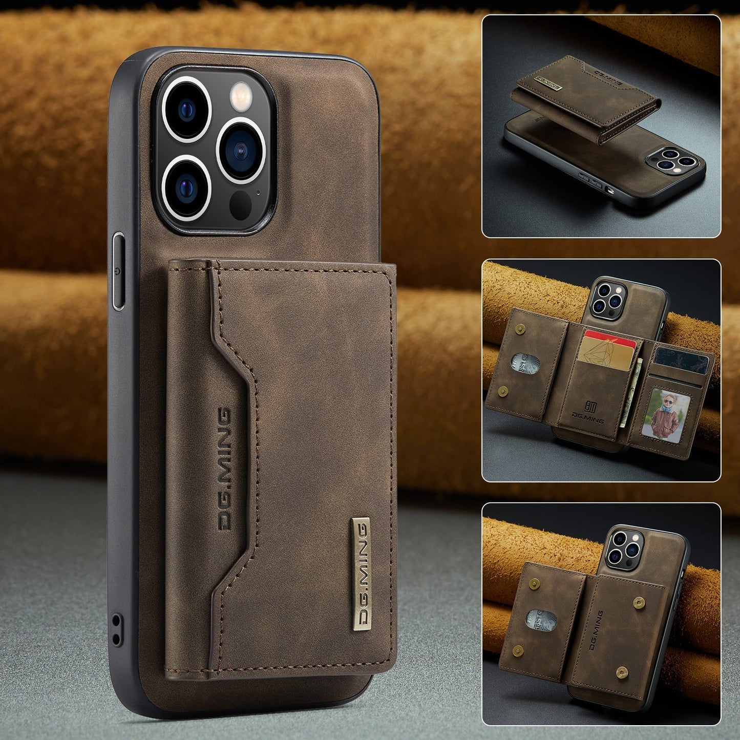 2 in 1 Detachable Leather Wallet Case For iPhone