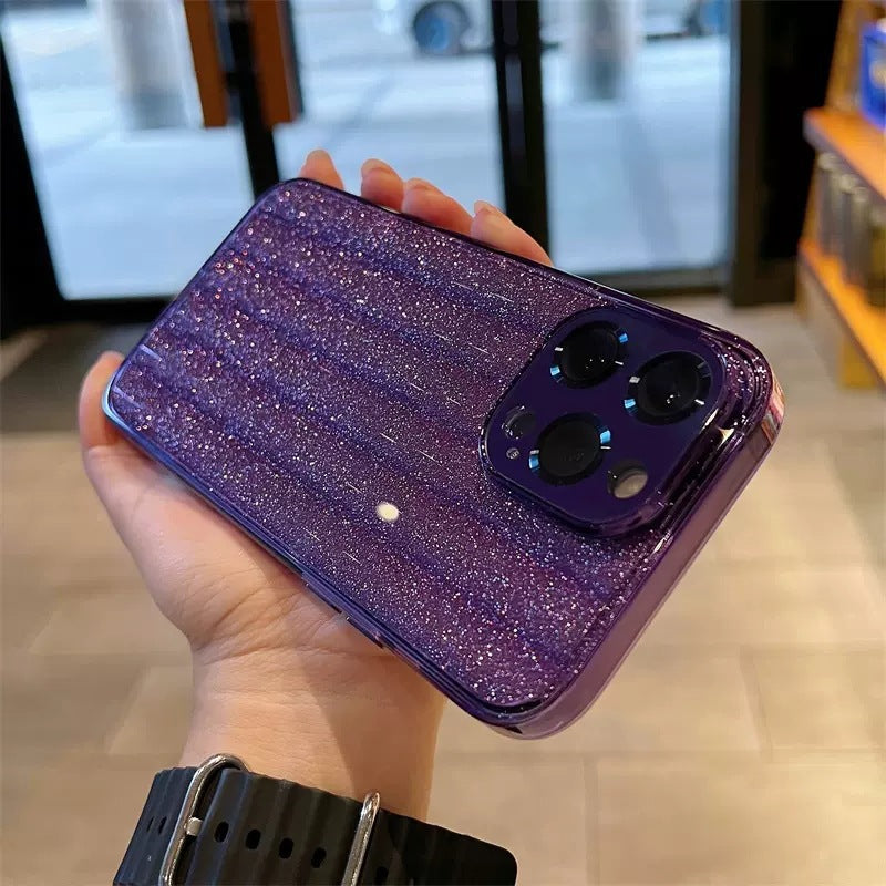 Glacier Vertical Pattern Dustproof Mirror iPhone Case -Glitter