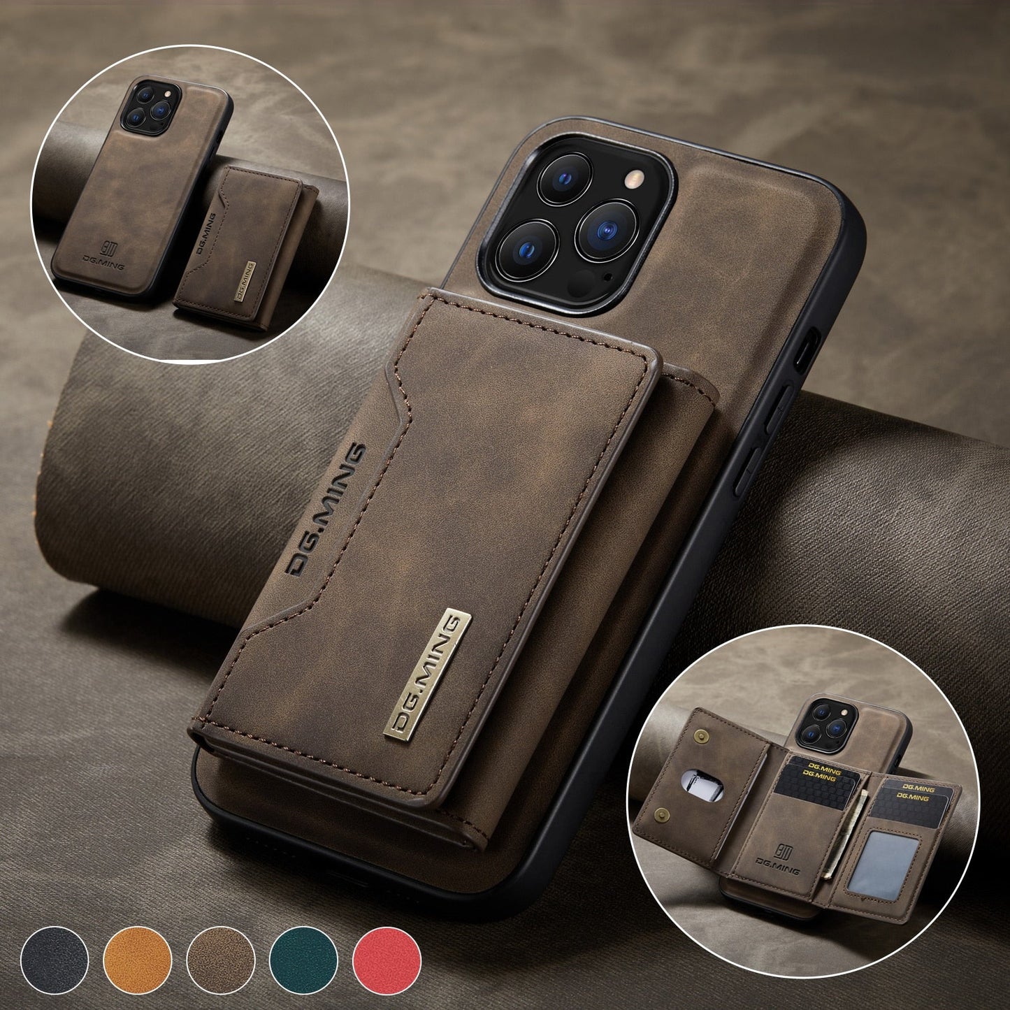 2 in 1 Detachable Leather Wallet Case For iPhone