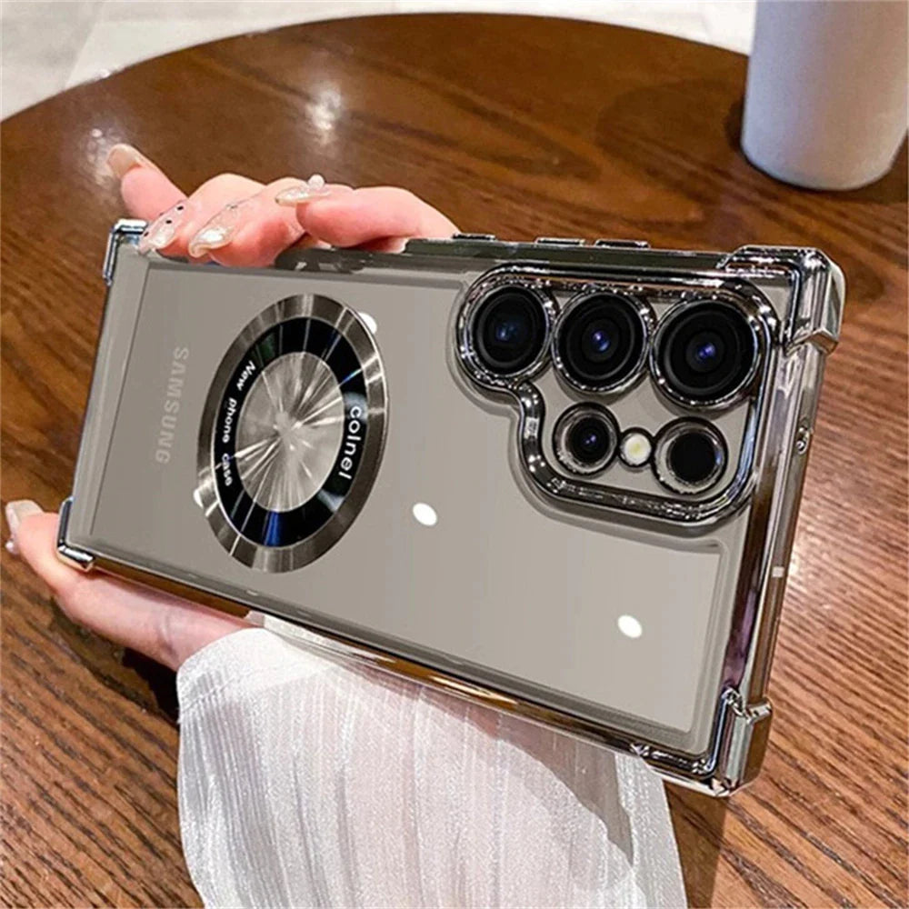 Plating Transparent Shockproof Case For Samsung