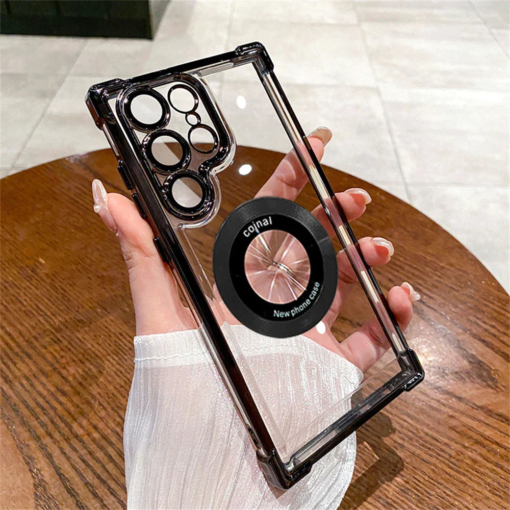 Plating Transparent Shockproof Case For Samsung