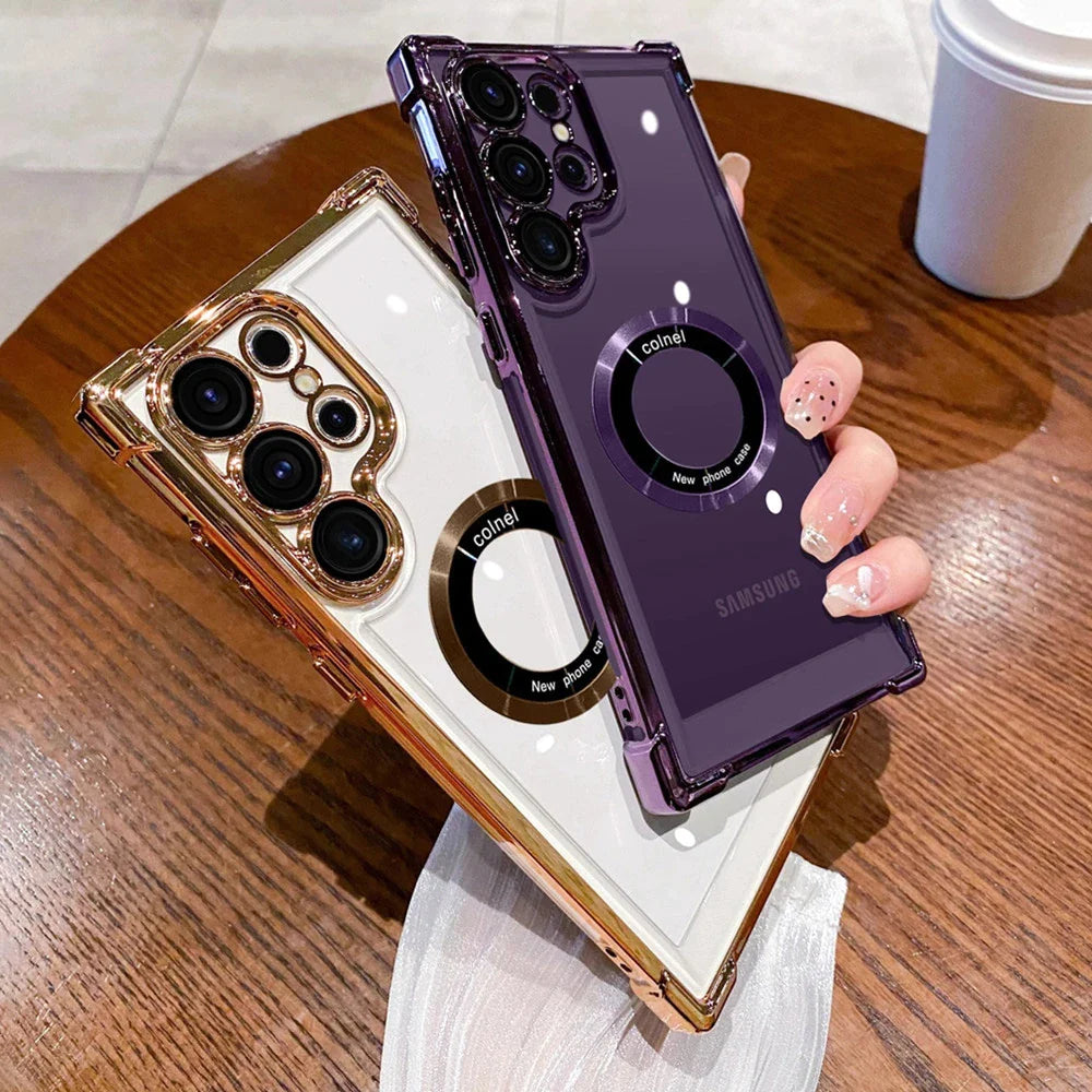 Plating Transparent Shockproof Case For Samsung