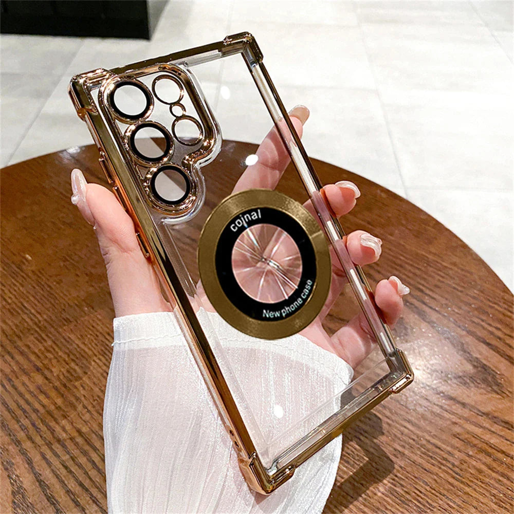 Plating Transparent Shockproof Case For Samsung