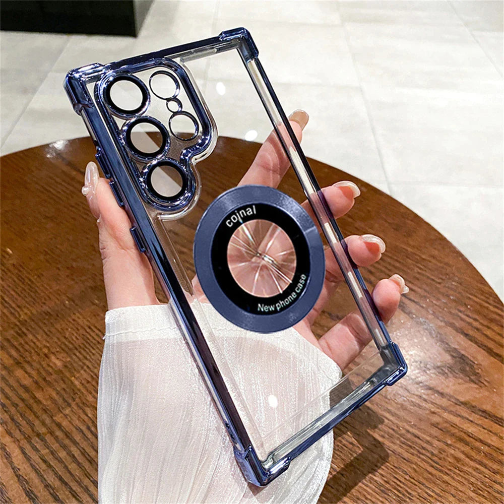 Plating Transparent Shockproof Case For Samsung