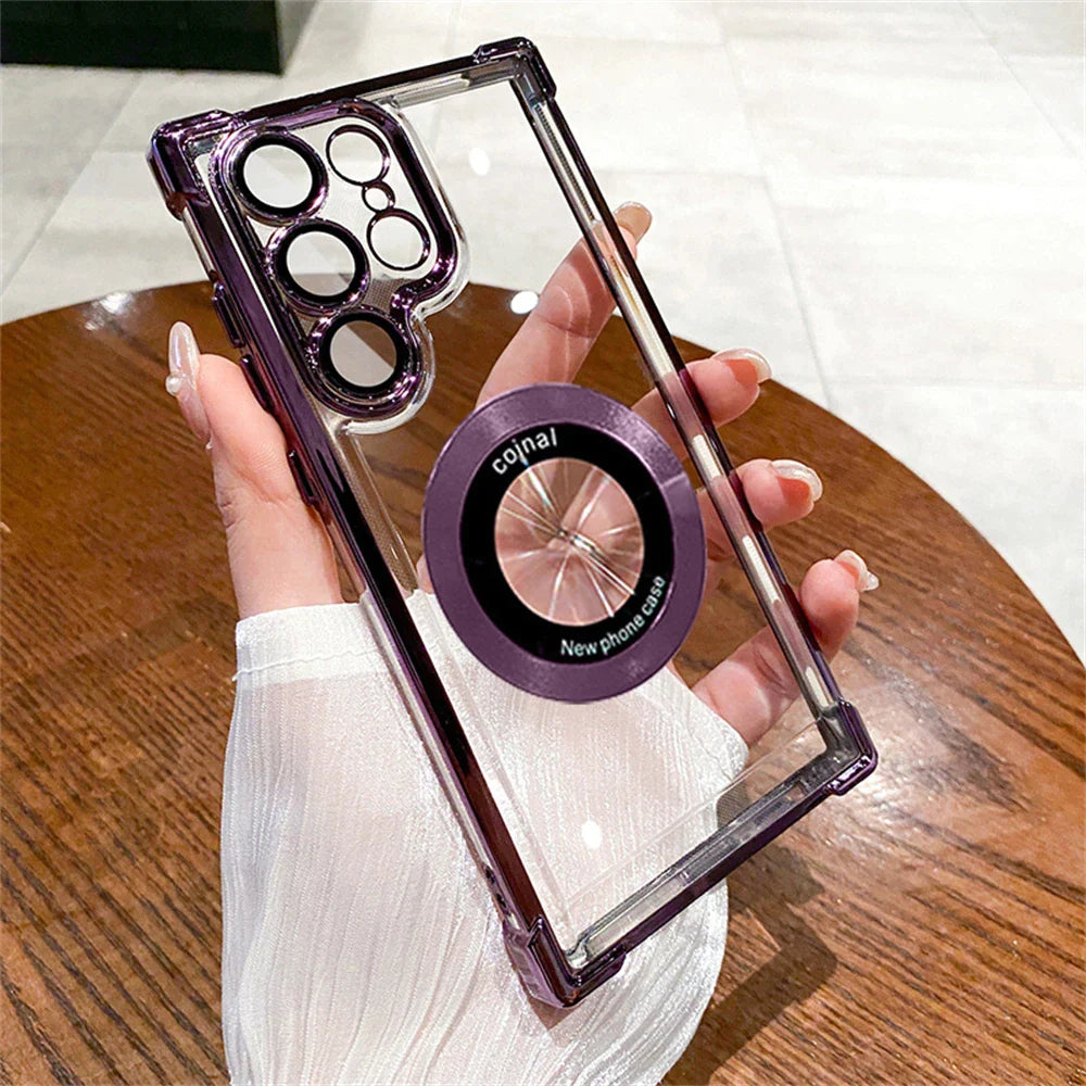 Plating Transparent Shockproof Case For Samsung