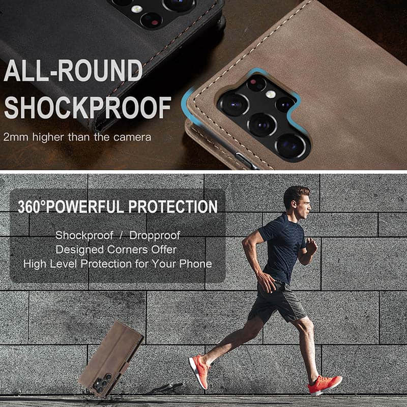 Luxury Leather Bracket Wallet Case For Galaxy A25