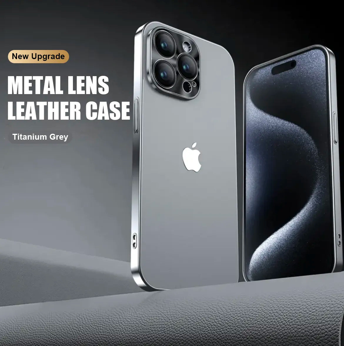 Titanium Lens Coated Plain Leather Phone Case