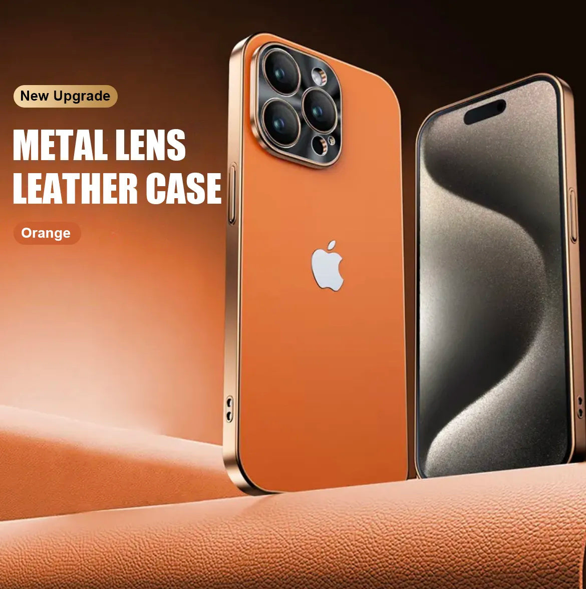 Titanium Lens Coated Plain Leather Phone Case